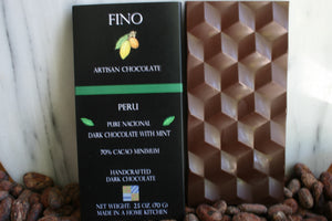 SINGLE ORIGIN DARK CHOCOLATE BAR WITH ORGANIC MINT